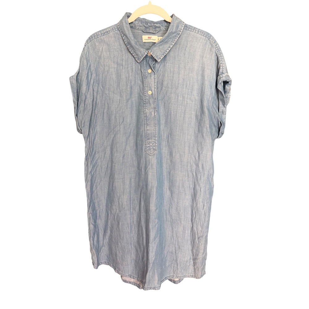 Vineyard Vines Chambray Lyocell Shift Shirt Dress Size 14